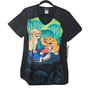 NEW Tooniforms XL Lion King Disney Simba Nala Modern Classic Scrub Top Fandom